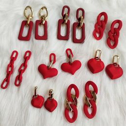 Dangle & Chandelier 925 Silver Needle Year's Atmospheric Red Drop Earrings For Women Korean Temperament Acrylic Cuban Chain EarringsDang