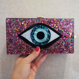 Evening Bags Prettiest Evil Eye Purse Evileyebag Bag Women Fashion Custome Pearl Bule Colourful Acrylic Box Clutches Wallet HandbagsEvening