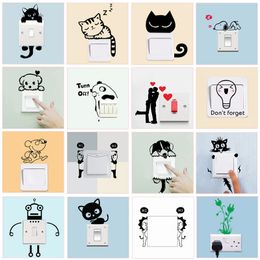 Funny Patterns Switch Stickers For Kids Room Livingroom Bedroom Decoration Home Decal Diy Cartoon Animal Cat Dog Vinyl Mural Art