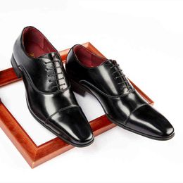 Dress Shoes Three Connector Men's Shoes Business Leather Formal Leisure and Breathable 220812