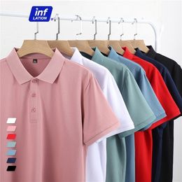 INFLATION Mens Classic Polos Summer Regular Fit Navy Blue Polo Shirts Unisex Casual Cotton Polo Tees Plus Size 220514