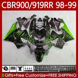 Bodywork Kit For HONDA CBR 919RR 900RR CBR919RR CBR900RR 1998-1999 Body 127No.129 CBR 900 919 RR CC CBR919 Green flames CBR900 RR 1998 1999 900CC 919CC 98 99 OEM Fairing