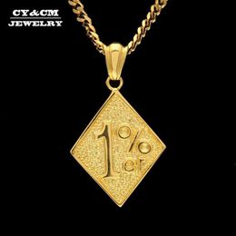 Gold CY&CM Colour One Percent 1% ER Funny Necklace Trendy Jewellery Pendants Cool Men Alloy Biker Pendant For Male Hip Hop Necklace286E