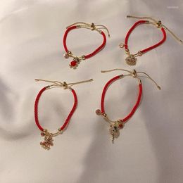 Link Chain Men Cartoon Design Decoration Rhinestone Woven Hand Rope Tiger Pendant Women Bracelets Chinese Red String Bracelet Kent22