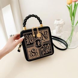 Vintage Handbags For Women Designer Luxury Shoulder Bag Woman Letter Leather Box Fashionable High Quality Square Female