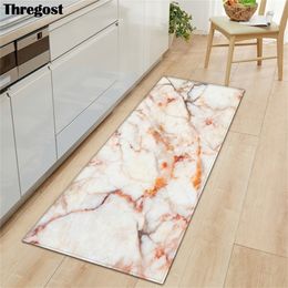 Modern Marble Printed Long Mats Kitchen Rugs Anti-Slip Home Decor Mat Indoor Doormat New Home Door Mat Yoga Carpets Washable T200415