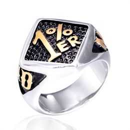 316 Stainless Steel Biker Number 1% ER Rings With MC HD On Sides Punk Gothic Men's Women's Bike Club Rings Gold Silver Ring Jewelry Samller one for Lady and Unisex