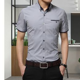 2022 New Arrival Brand Men's Summer Business Shirt Short Sleeves Turn-down Collar Tuxedo Shirt Men Shirts Big Size 5XL