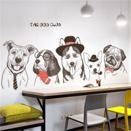 Creative Funny Dog Club Vinly Wall Stickers DIY Animal Modern Home Decor Decals Poster Wallpaper Y200103