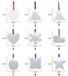 pendant shapes Australia - Sublimation Blank Christmas Ornament Double-Sided Xmas Tree Pendant Multi Shape Aluminum Plate Metal Hanging Tag Holidays Decoration Craft C0523C02