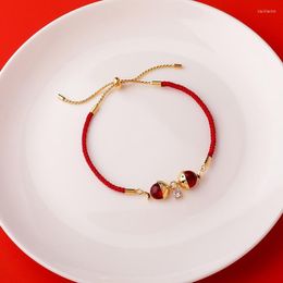 Creative Girl Shiny Rhinestones Hand-woven Red Elastic Adjustable Pull-out Bracelets For Women Fashion Jewelry Accessories Link Chain