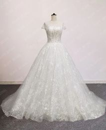 Elegant Ball Gown Wedding Dress 2022 Crystal Bling Lace Beaded Bridal Collection Set Wedding Gowns Plus Size