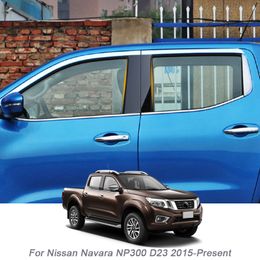 4PCS PVC Car Window Centre Pillar Sticker Trim Anti-Scratch Film For Nissan Navara NP300 D23 2015-2024 Auto External Accessories