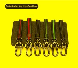 Keychains Car First Layer Cattle-Leather Key Ring Rope Horseshoe Clasp Decoration Couple Simple Pendant Cute Creative High-End KeychainKeych