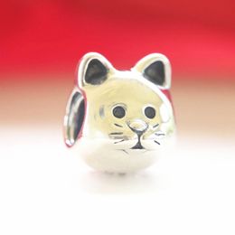 925 Sterling Silver Curious Cat Charm Bead Fits European Pandora Style Jewellery Bracelets