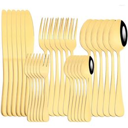 Flatware Sets Durtens 20/30Pcs Gold Cutlery Set Stainless Steel Silverware Western Kitchen Dinnerware Fork Spoon Knife Tableware