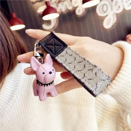 Funny Dog Doll Key Ring Letter Printed Leather Keychain Multi Color Keys Rings Simple Pendant Keychains