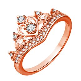 Queen Crown Rings For Women Luxury Jewelry 18K Gold Plated Silver Ring Wedding Accessories Engagement Ring