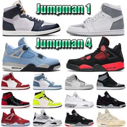 womens leather hiking boots UK - Sell well 1 Men Basketballs shoes Bred Patent Sports Red Thunder Jumpman 4 Sneakers Black Royal Stealth Newstalgia 1s Trainers Women 4s Visionaire Denim White Oreo