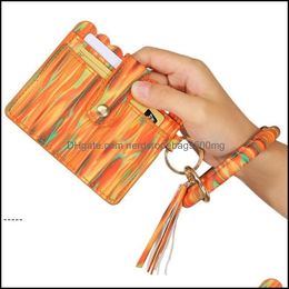 Party Favor Event Supplies Festive Home Garden Newpu Leather Card Bag Keychains Bracelet Keychain Wallet String Bangle Key Ring Holder Wri