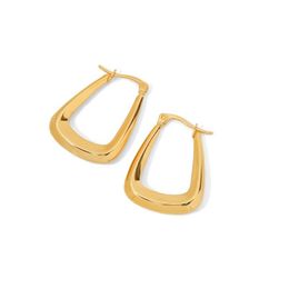 Hoop & Huggie Youthway Minimalist Texture Stainless Steel Metal Earrings 18k Gold Plated Trendy Waterproof Jewellery For WomenHoop