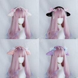 Cartoon Plush Sheep Ears Headband with Ribbon Bow Hair Hoop Kawaii Animal Headbands Headwear Hair Accessories