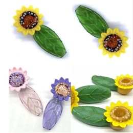 Customized Color Sunflower Style Glass Hand Pipes Wholesale Smoking Burner Accessories Tobacco Rig 3inch Length