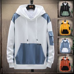 Patchwork Hoodies Men Spring Fashion Harajuku Sweatshirt Japanese Trend Streetwear Mens Autumn Casual Simple Hoodie M-4XL