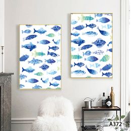 Art Poster Print Fish Painting Printed on Canvas Wall Pictures for Kitchen Abstract Animal Art Home Decor