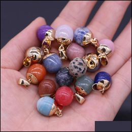 Arts And Crafts 13X18Mm Semi-Precious Stone Ball Charms Quartz Healing Reiki Crystal Pendant Diy Necklace Earrings Women Fa Sports2010 Dhjo5
