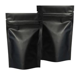 Aluminum Foil Matte Black Tear Notch Package Bags Zip Lock Heat Seal 100pcs High Quality Mylar Stand Up Bag