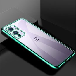 Luxury Plating Frame Soft TPU Phone Cases For OnePlus 9 8 Pro Transparent Back Cover 9R 8T Clear