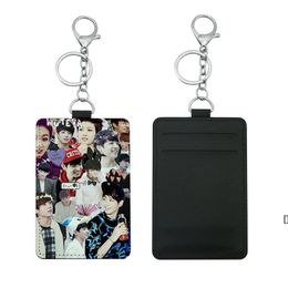 Sublimation Card Holder PU Leather Blank Credit Cards Bag Case Heat Transfer Print DIY Holders With Keychain BBB15048
