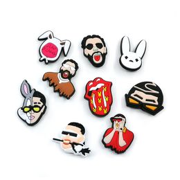 20pcs/set Bad Bunny series croc charms 2D Soft pvc clog Shoe parts charms accessories popular JIBZ Shoes Buckles Decorations fit kids bracelets Sandals trinkets