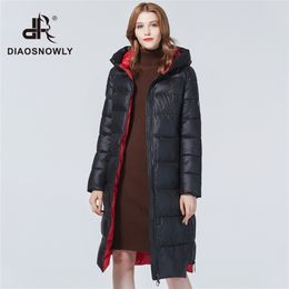 Diaosnowly Long Thick Jackets For Women Winter Hooded Fashionable Parka Woman Brand Outwear Coats Warm Winter Clothes 201214