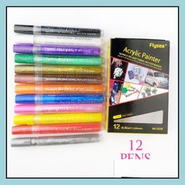Acrylic Paint Pens Permanent Pen Art Markers Set For Paper Canvas Wood Glass Stone Ceramic Fabric Painting Fashion Diy Crafts Drop Delivery