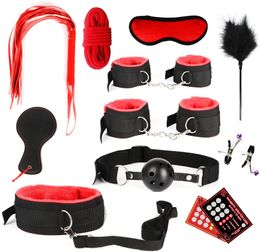 Bdsm sexyLove Set BDSM Kits Adults Toys for Women Men Handcuffs Nipple Clamps Whip Spanking Metal Anal Plug Vibrator Butt