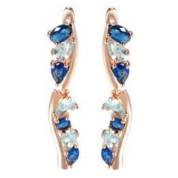 Dangle & Chandelier Kinel Luxury Blue Natural Zircon Stone Earrings For Women Trendy 585 Rose Gold Bride Vintage Wedding Jewellery 2022