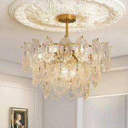 Pendant Lamps French Style Luxury Living Room Chandelier Italian Retro Master Bedroom Lamp Post Modern Minimalist Dining Crystal GlaPendant