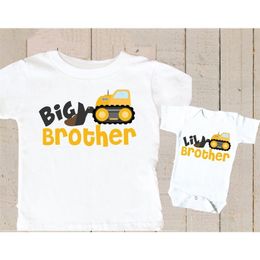 Big brother Little Brother Gift construction truck tshirt tops Personalised matching outfits 220531