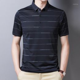 Men's Polos 2022 Shirt Striped Short Sleeve Summer Cool Streetwear Fashion Male Men Tops Clothes