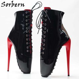 Sorbern Unisex Ballet Boots Women Lace Up Red High Heel Fetish Shoes For Ballet Queen Tiptoe Walk Shoes Custom Colors