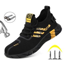 Breathable Mens Work Safety Shoes Boots Steel Toe Cap Casual Mens Boots Work Indestructible Shoes AntiSmashing Work Sneakers Y200915