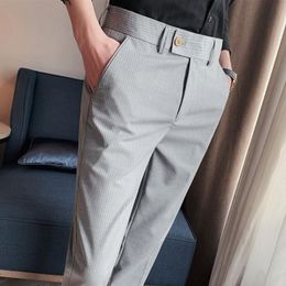 Men's Suits & Blazers Men Nine Points Suit Pants 2022 British Business Solid Casual Formal Wear Slim Fit Straight Office Trousers ClothingMe