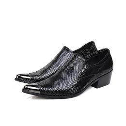 Black Snakeskin Grain Mens Real Leather Shoes Pointed Toe Men Business Party Formal Shoes High Heel Suit Shoes