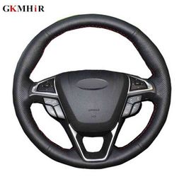 Diy Steering Wheel Cover Black Synthetic Leather Car Steering Wheel Cover For Ford Fusion Mondeo 2013 2014 Edge 2015 2016 J220808