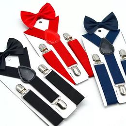 bows ties for girls UK - 36 Color Kids Suspenders Bow +Tie Set Boys Girls Braces Elastic Y-Suspenders with Bow Tie Fashion Belt or Children Baby Kids by DHL B0424