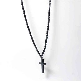Hematite Pendant Necklace For Men Women Cross Religion Jewelry Magnetic Hematite Bead
