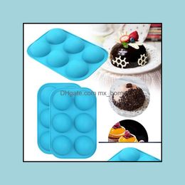 Cake Tools Bakeware Kitchen Dining Bar Home Garden 1Pc Medium Semi Sphere Sile Mould For Making Chocolate Cake Jelly Blue Pastry Drop