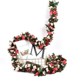 Decorative Flowers & Wreaths 6pcs Hanging Rose Ivy Flower Garland Decoration Imitation Roses Wedding Party Garden Home Decor Handmade Silk C